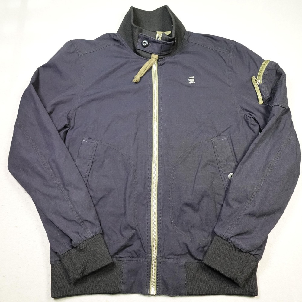 G-Star RAW Jacket Mens Medium Blue Bolt Zip Bomber Lined Lightweight Casual